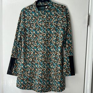 Tyler Boe Teal and Brown Patterned Tunic